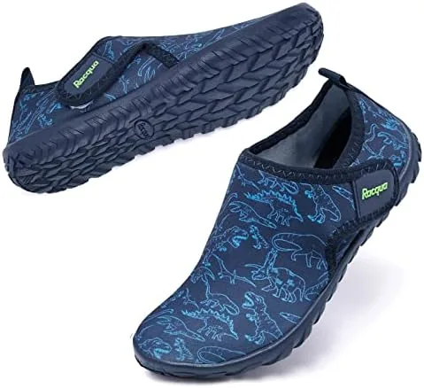 racqua kids water shoes boys girls barefoot quick dry lightweight beach sport aqua swim pool walking surfing boating shoes big kid dinosaur 1