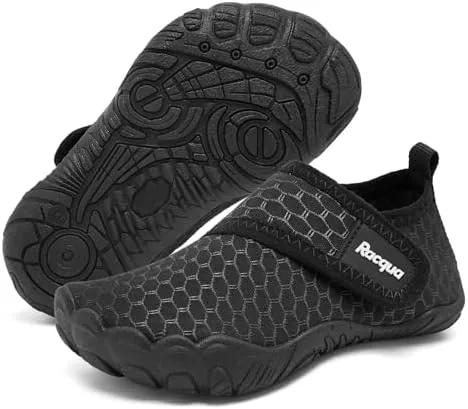 racqua toddler baby water shoes girls boys beach quick dry outdoor sports water shoes non slip breathable swim pool lightweight aqua shoes black toddler 9